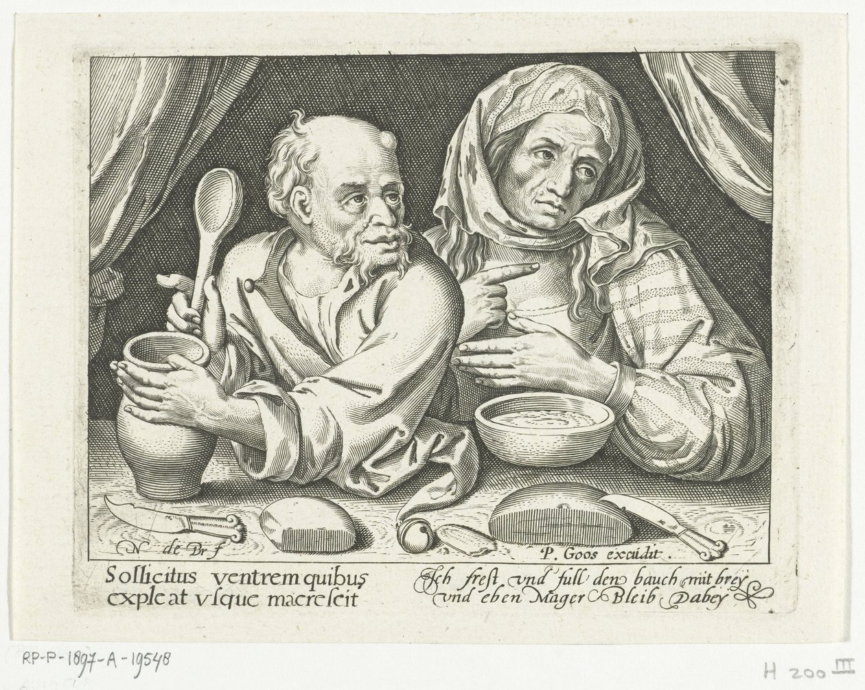 Mann und Frau essen Brei von Nicolaes de Bruyn