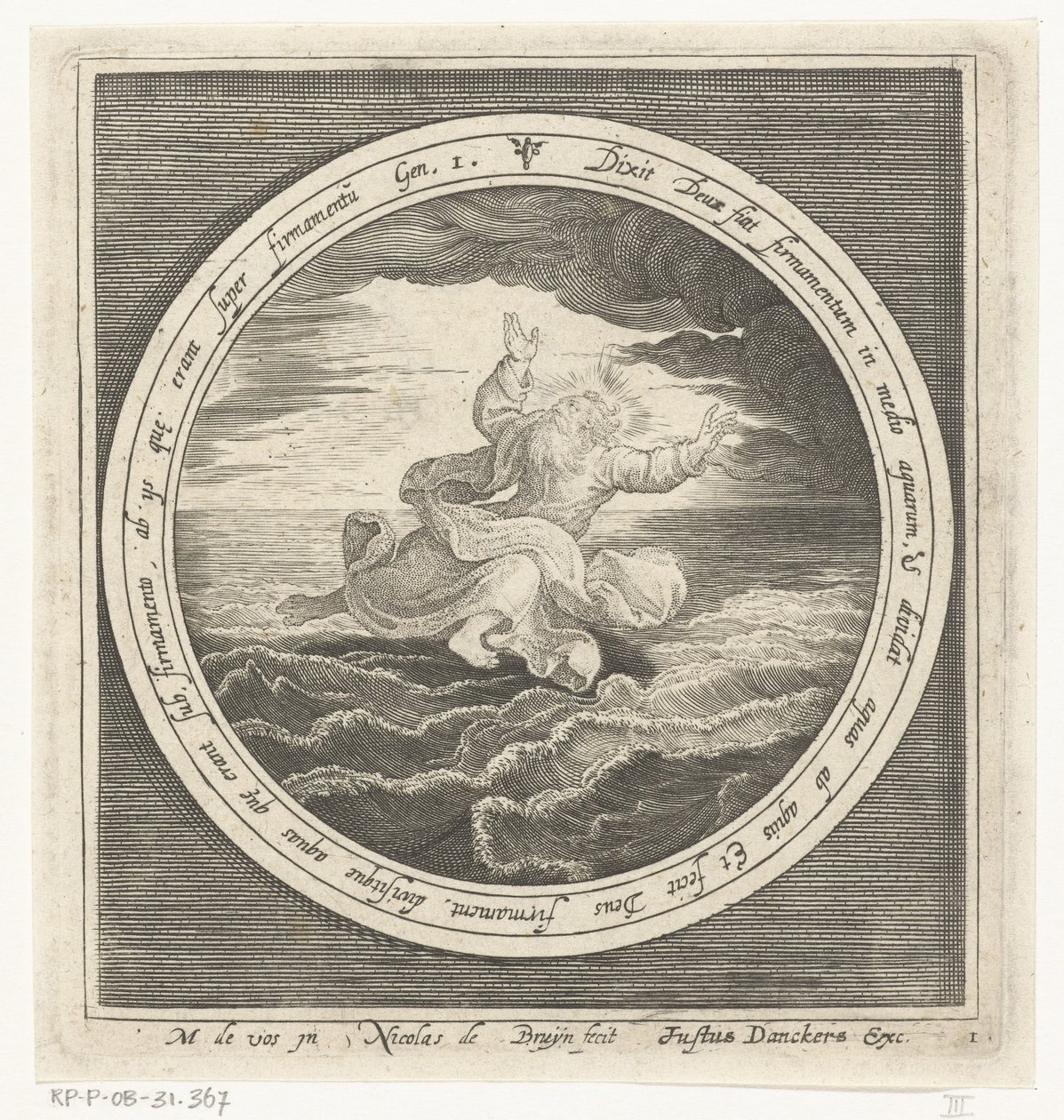 Zweiter Tag der Schöpfung: Gott trennt die Wasser in Himmel und Meer von Nicolaes de Bruyn