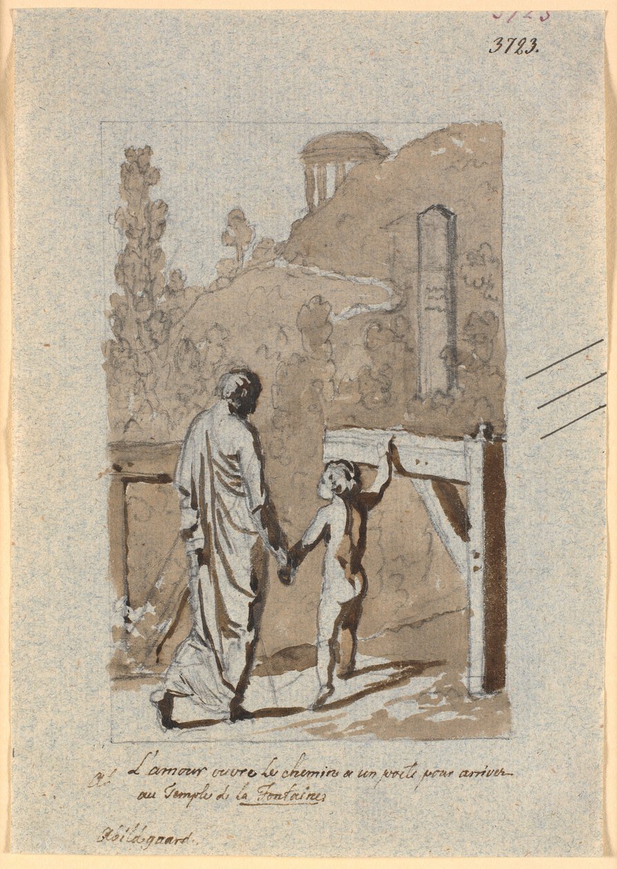Amor öffnet das Tor für einen Dichter zum Tempel von Lafontaine von Nicolai Abildgaard