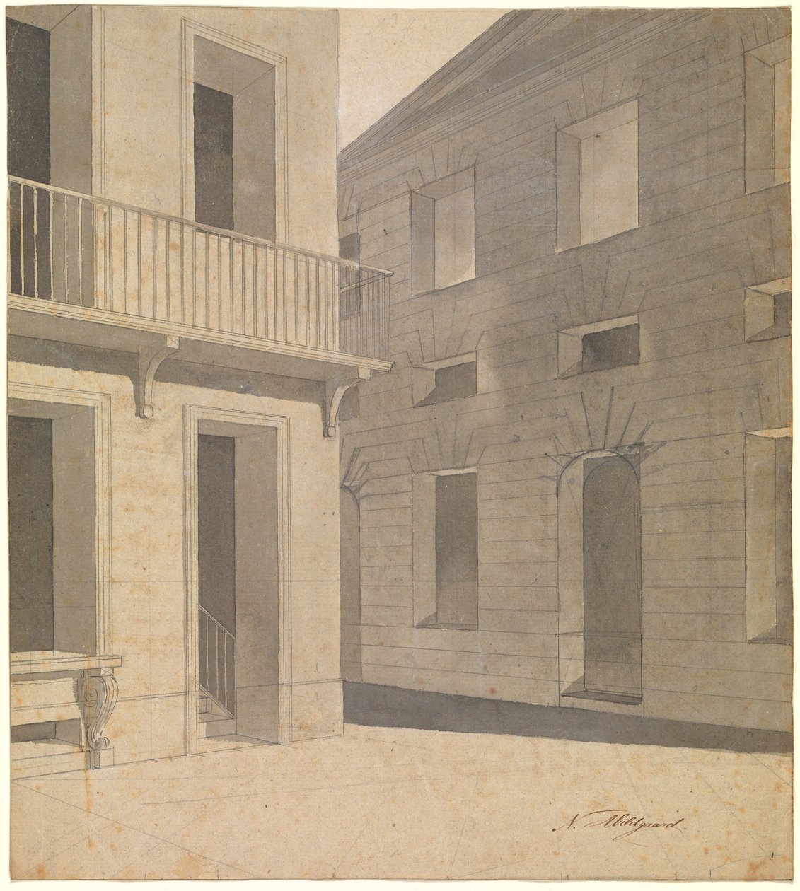 Antikes Straßenbild. Vermutlich eine Vorarbeit zum Terentsbild mit dem lauschenden Chremes von Nicolai Abildgaard