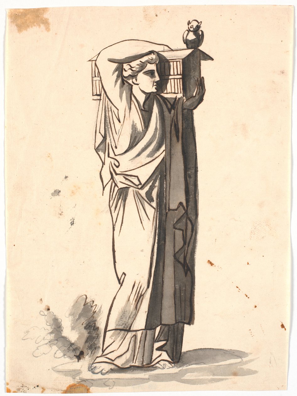 Eine Frauenfigur, die eine Lade auf der linken Schulter trägt von Nicolai Abildgaard