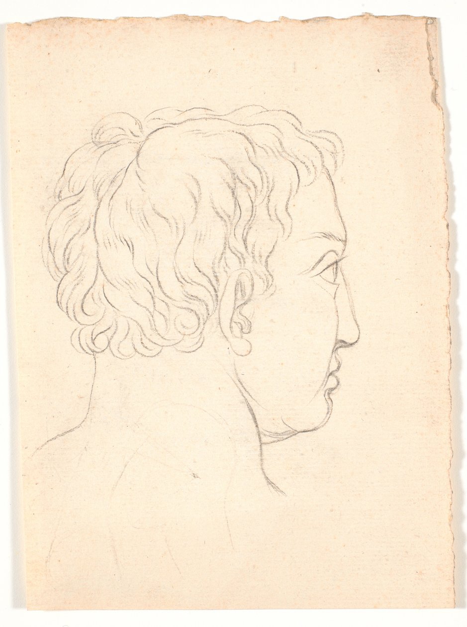 Ein Kopf eines Mannes schräg von hinten gesehen von Nicolai Abildgaard