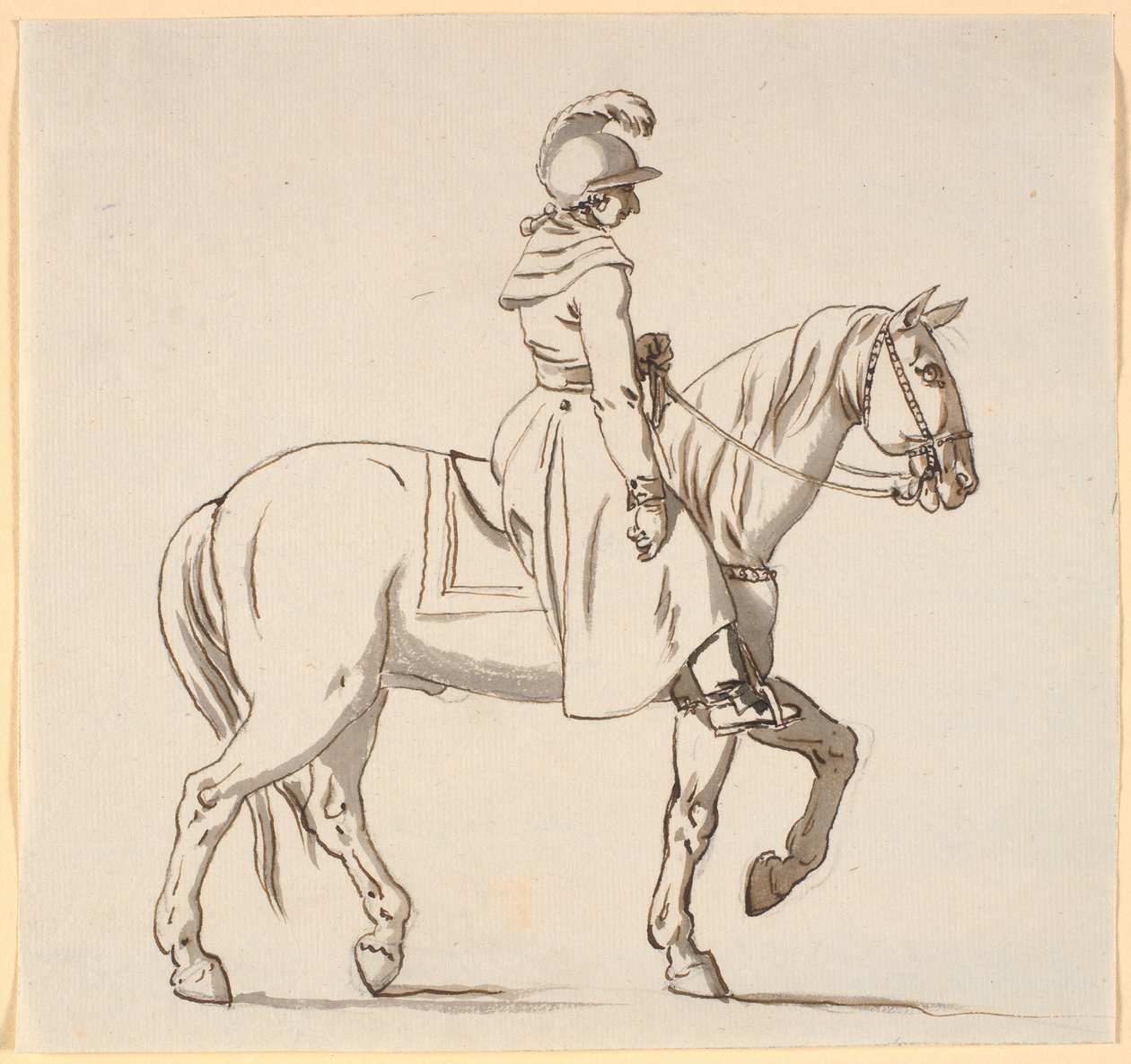 Karikatur eines Reiters (möglicherweise für die Statue von Christian V?) von Nicolai Abildgaard