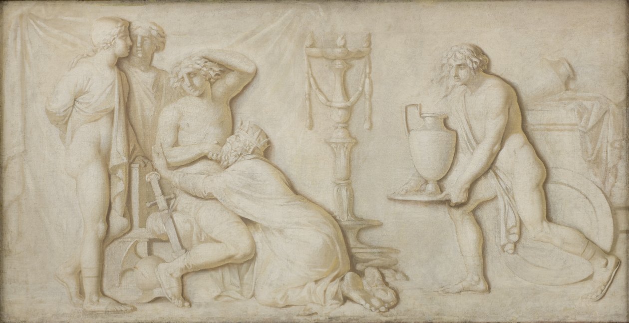 König Priamos bittet Achilles um den Leichnam von Hektor von Nicolai Abildgaard