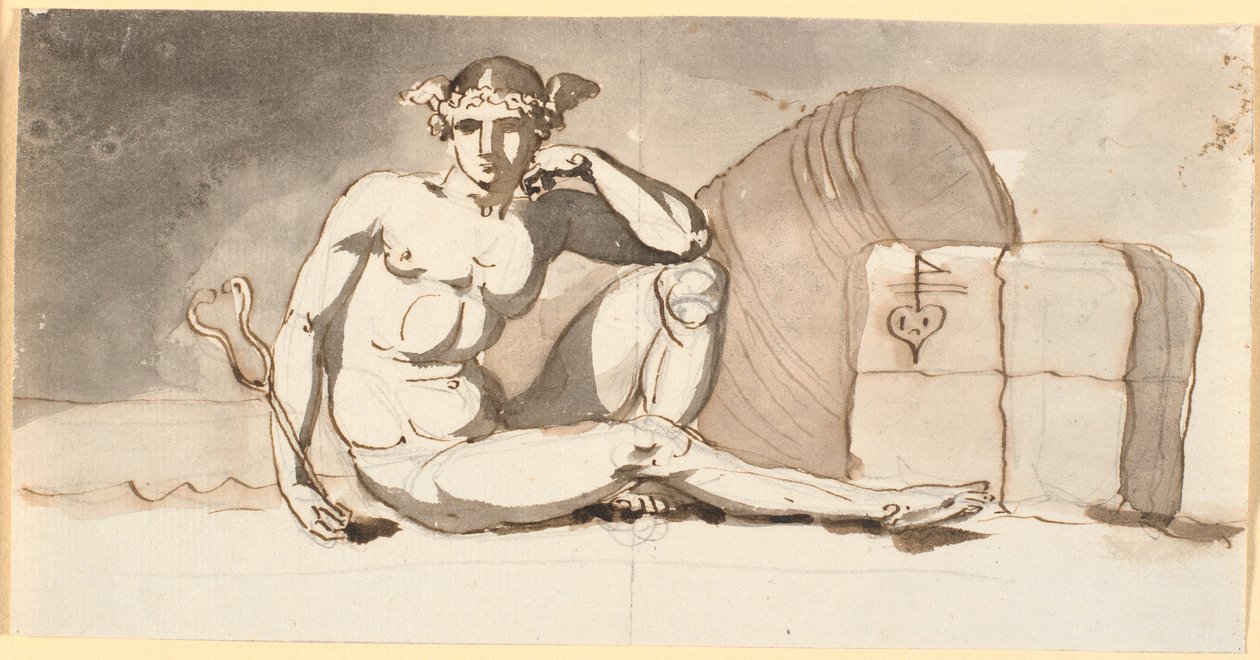 Merkur, sitzend bei Warenballen. Allegorie auf den Handel von Nicolai Abildgaard