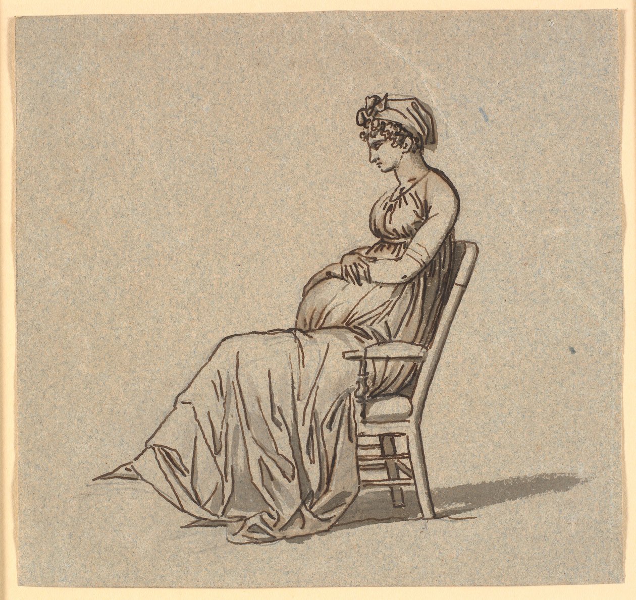 Profilbild der zweiten Frau des Künstlers, sitzend im Lehnstuhl, schwanger von Nicolai Abildgaard
