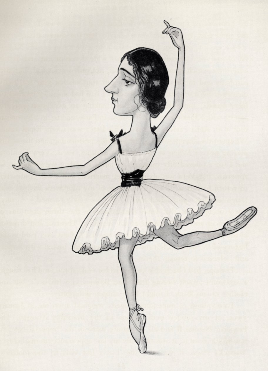 Karikatur von Tamara Karsavina von Nicolas Legat