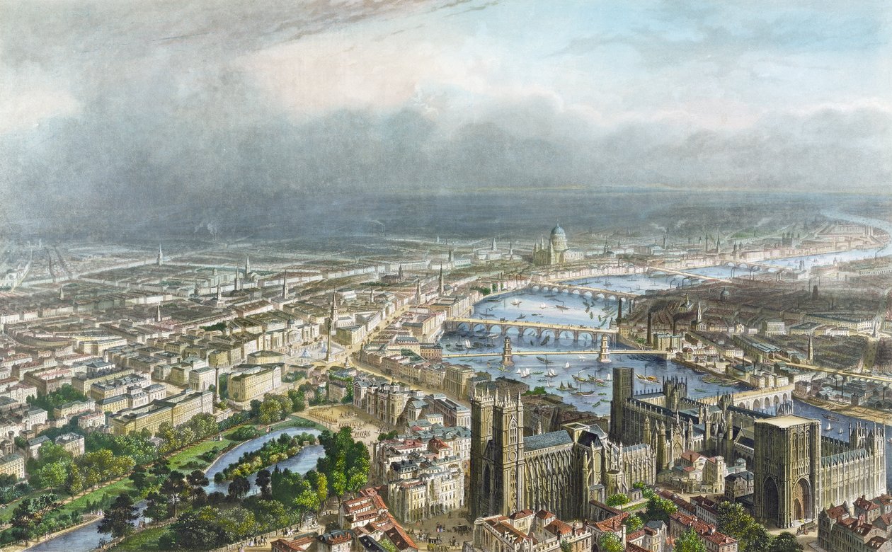 Allgemeiner Aspekt von London, von der Westminster Abbey, ca. 1850, graviert von A. Appert, veröffentlicht von Alfred Chardon von Nicolas Marie Joseph Chapuy