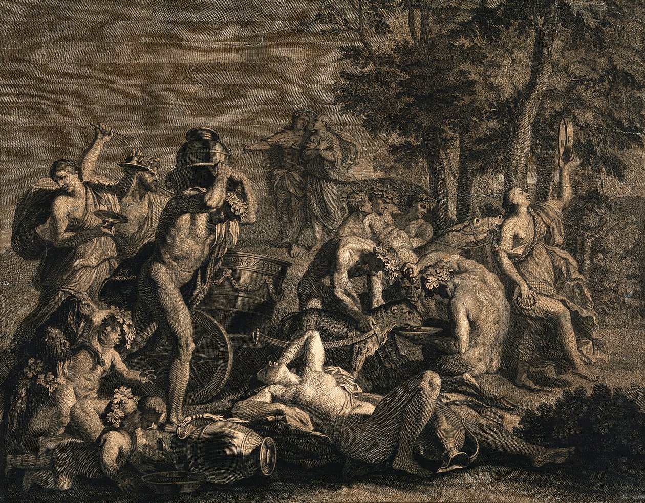 Eine bacchanalische Versammlung mit Leoparden von Nicolas Poussin