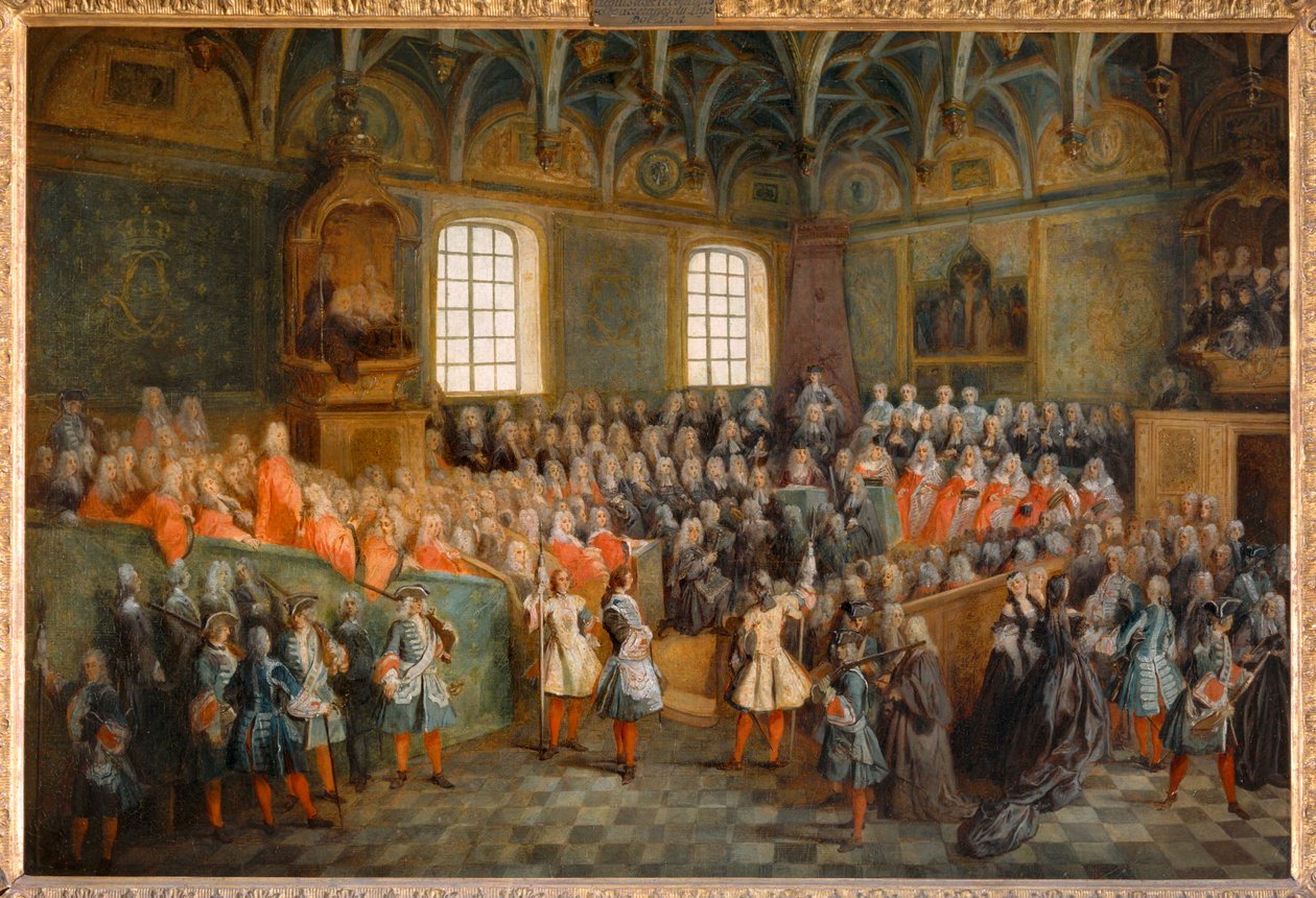 Sitzung des Gerichts (Lit de Justice), abgehalten im Parlament am 22. Februar 1723 von Nicolas (attr. to) Lancret