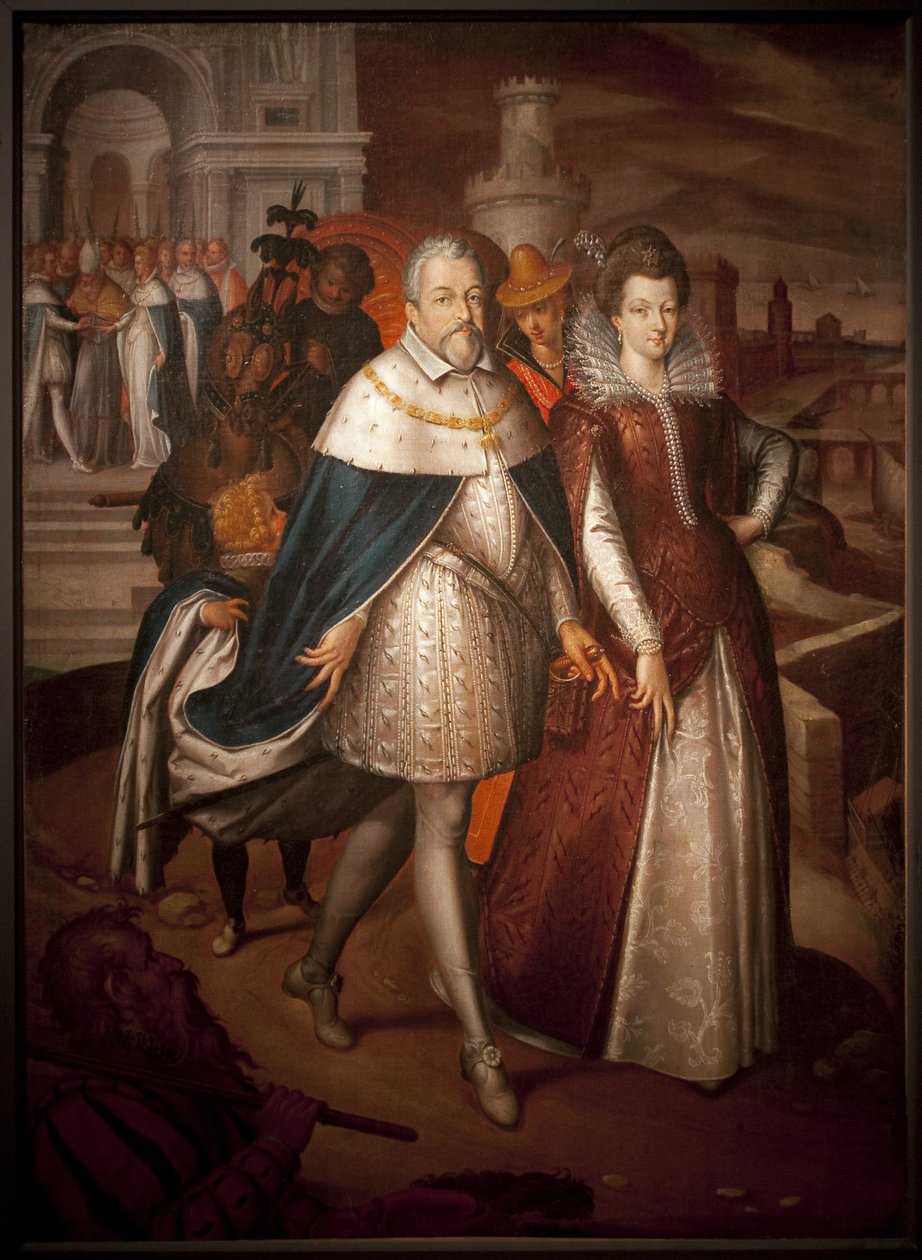 Porträt von Francois I de Medicis (1541-1587), Großherzog der Toskana und seiner Tochter Marie de Medicis (1575-1642), zukünftige Königin von Frankreich. Der Herzog trägt das Halsband des Ordens vom Goldenen Vlies. Gemälde von Nicolas Bollery (gestorben 16 von Nicolas Baullery