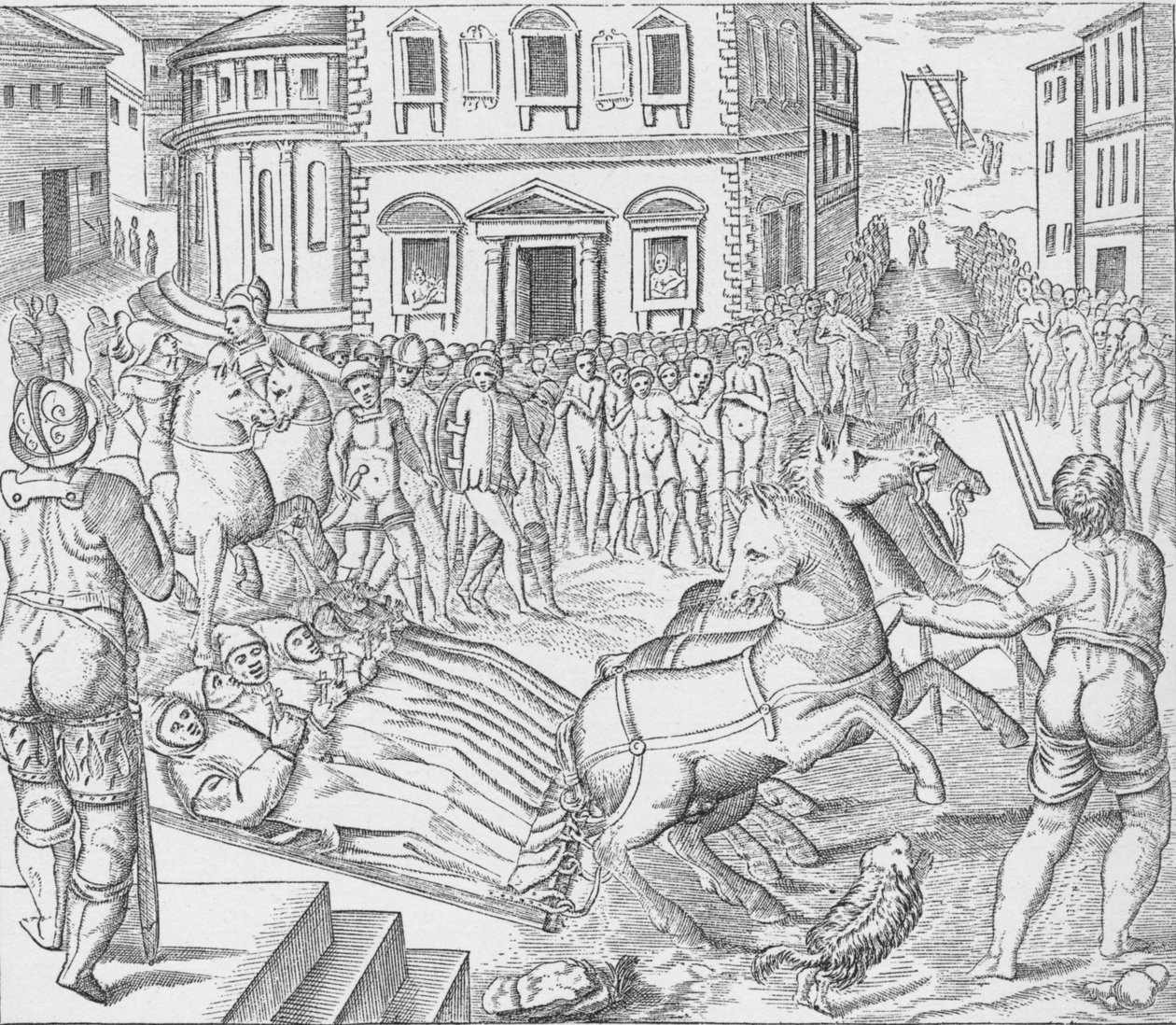 Hinrichtung von drei Kartäusermärtyrern, Tyburn, London, 1535, 1904 von Nicolas Beatrizet
