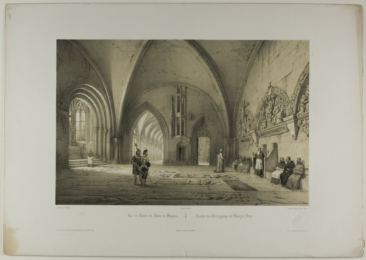 Ansicht des Kreuzgangs der Kathedrale von Mainz, Platte zwei aus Allemande von Nicolas Chapuy