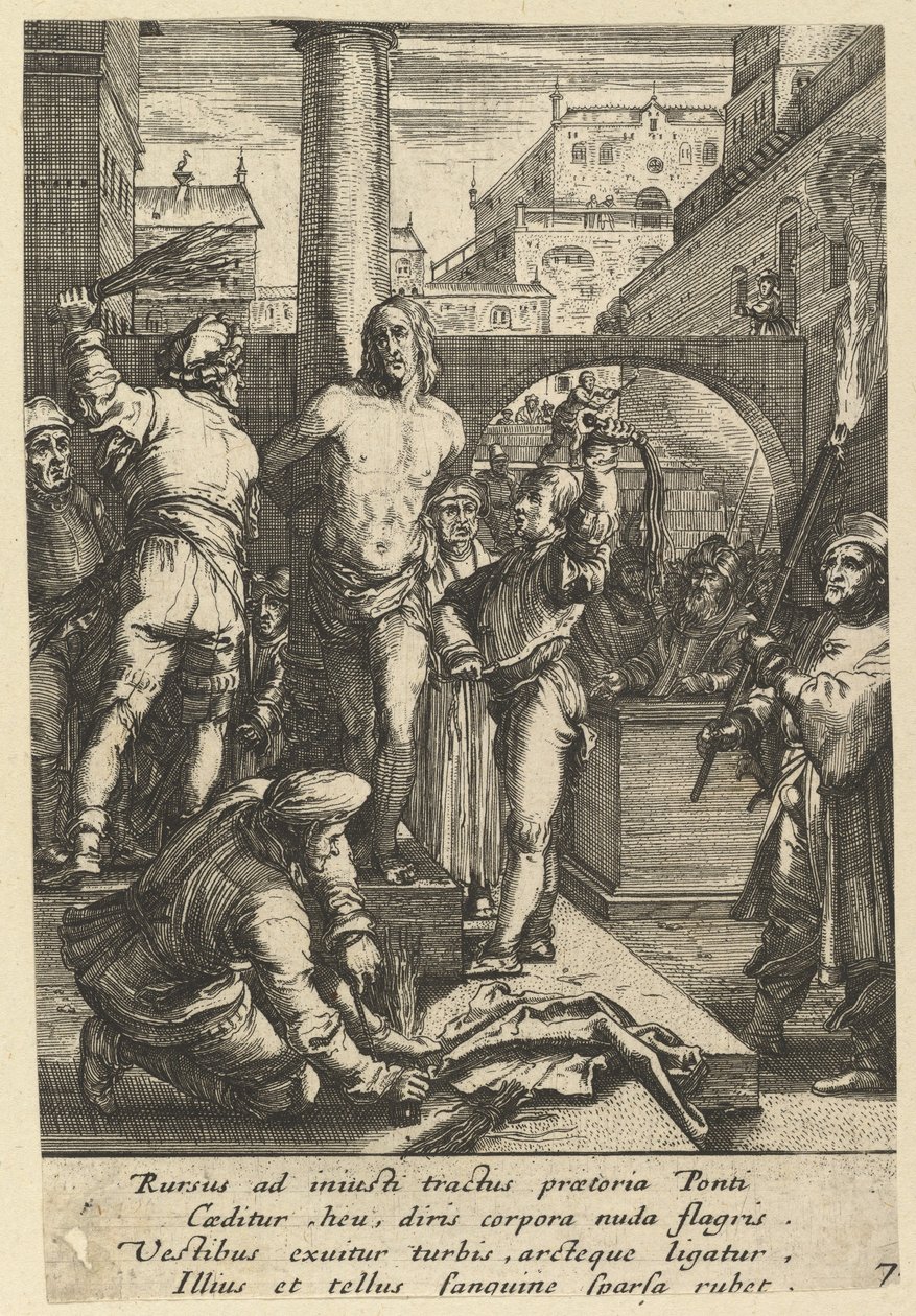 Die Geißelung Christi, aus Die Passion Christi, Mitte 17. Jahrhundert von Nicolas Cochin