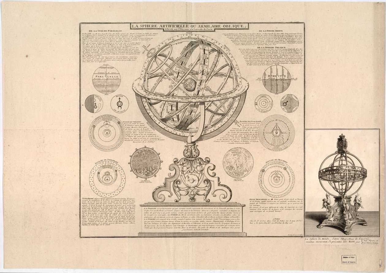 3641. Beschnitten und montiert im rechten Rand, ein weiteres Bild einer Armillarsphäre von Nicolas De; Starckman Fer