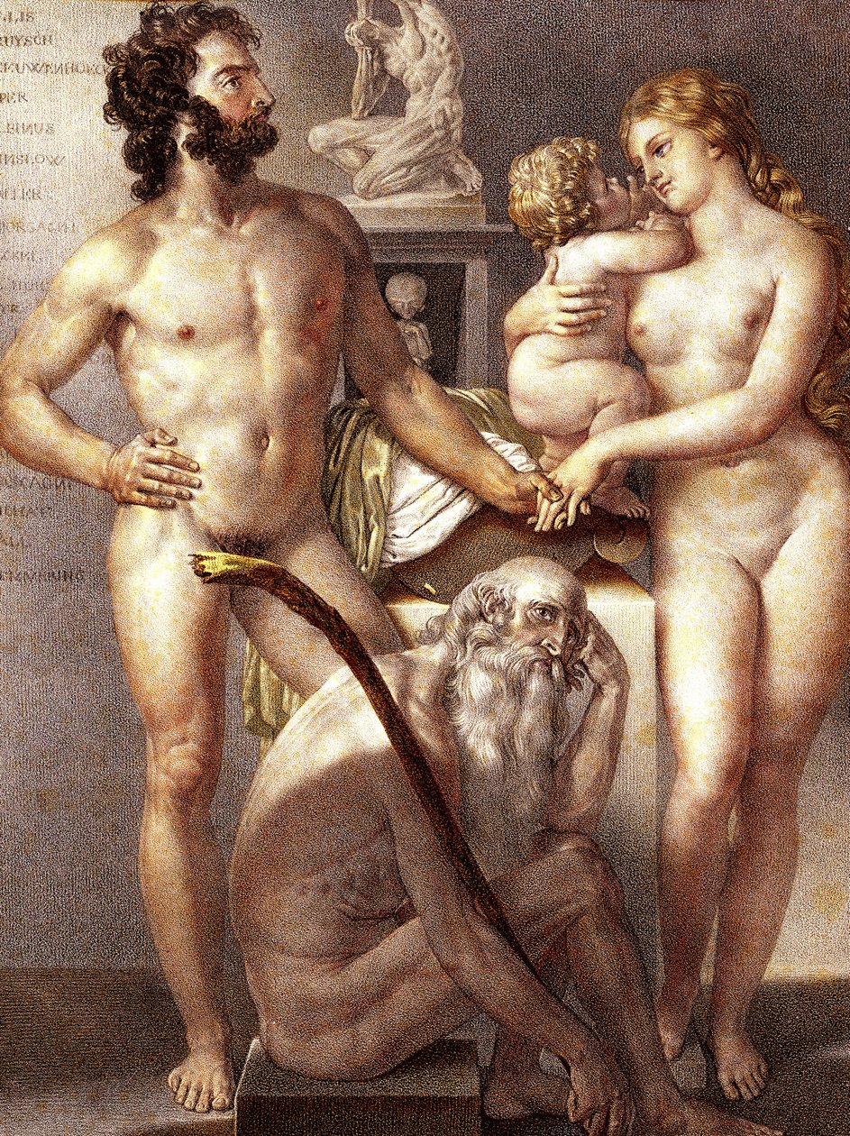Anatomie des Menschen - Die 3 Lebensalter 1884 von Nicolas Henri (after) Jacob