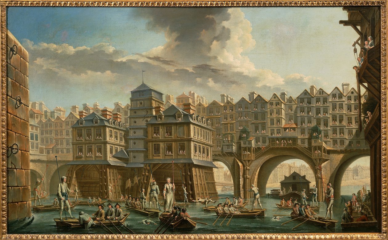 Bootsmänner-Joust zwischen Pont Notre-Dame und Pont au Change von Nicolas and Jean Baptiste Raguenet