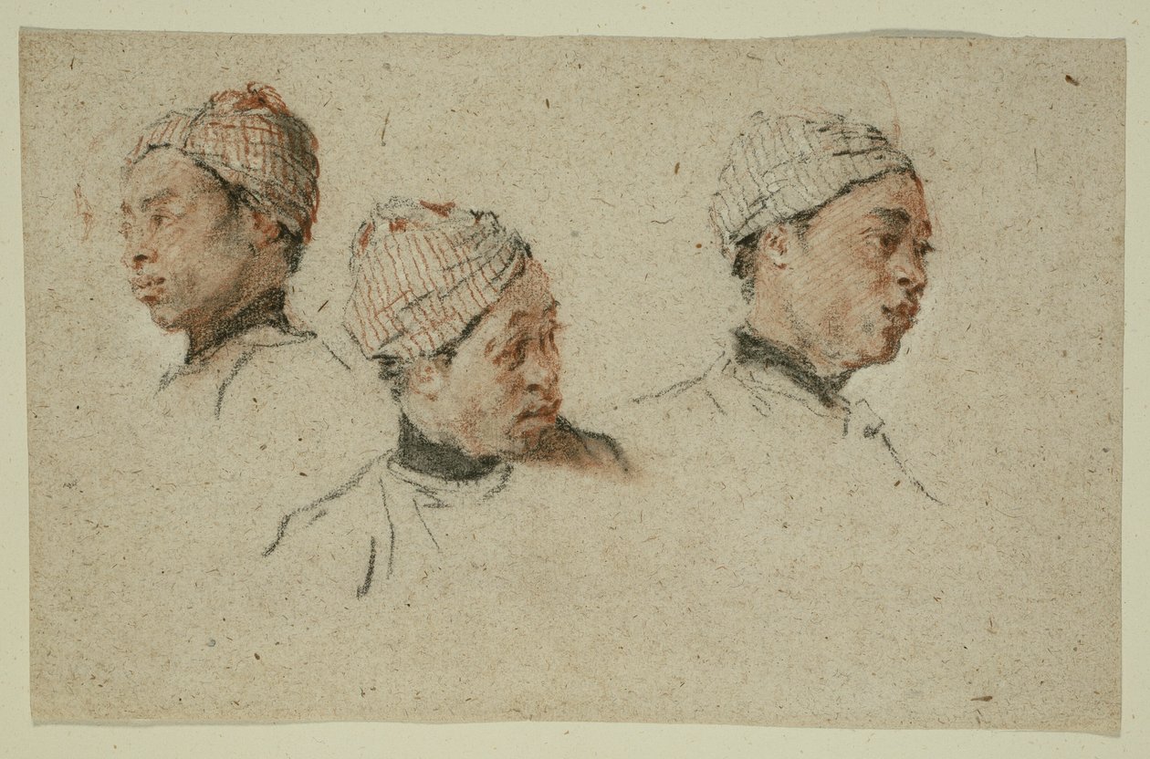 Drei Studien des Kopfes eines turbantragenden schwarzen Mannes von Nicolas Lancret