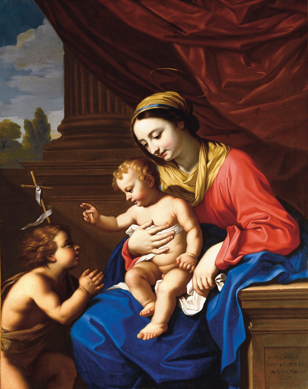 Die Jungfrau und das Kind mit Johannes dem Täufer, 1650 von Nicolas Mignard