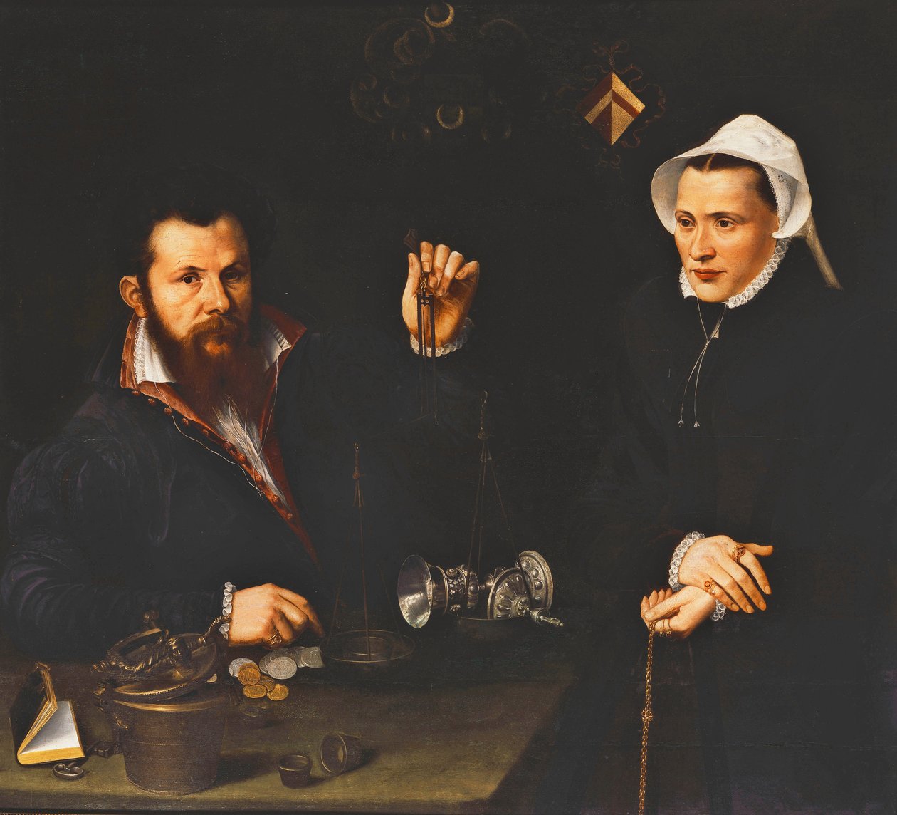Porträt eines Essai-Meisters und seiner Frau, halblang von Nicolas Neufchatel