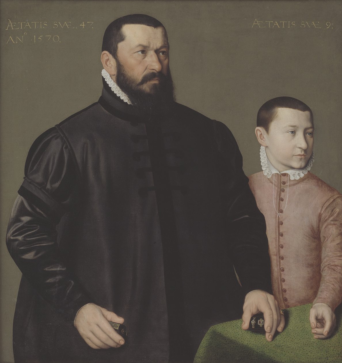 Porträt des Nürnberger Goldschmieds Hans Lencker (1523-1585) und seines 9-jährigen Sohnes Elisius der Jüngere von Nicolas Neufchatel