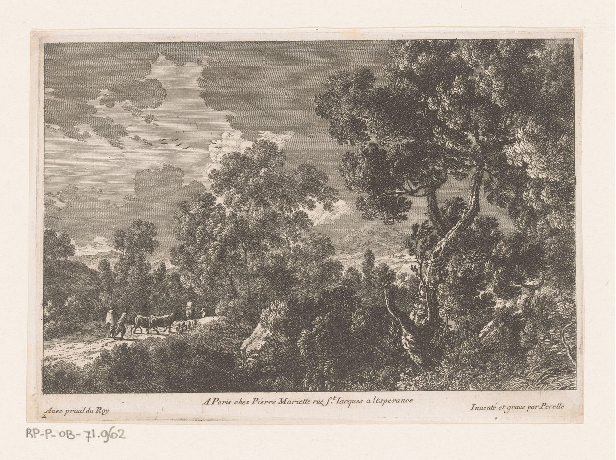 Waldlandschaft mit Hirten und Herde von Nicolas Perelle