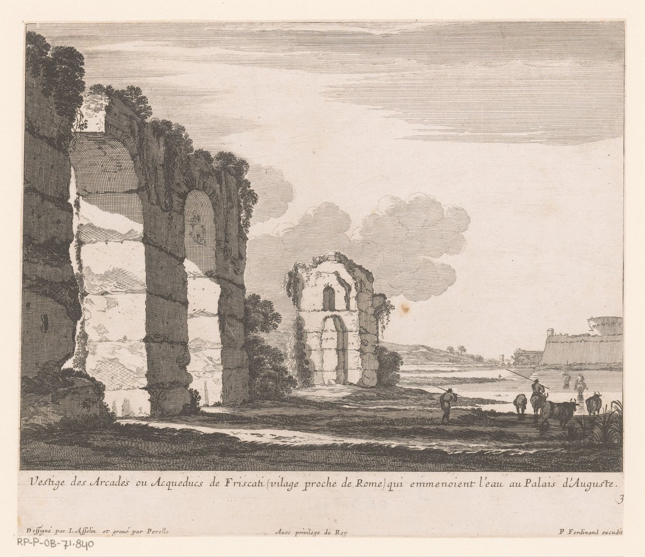 Landschaft mit Ruinen und Kuhhirten von Nicolas Perelle