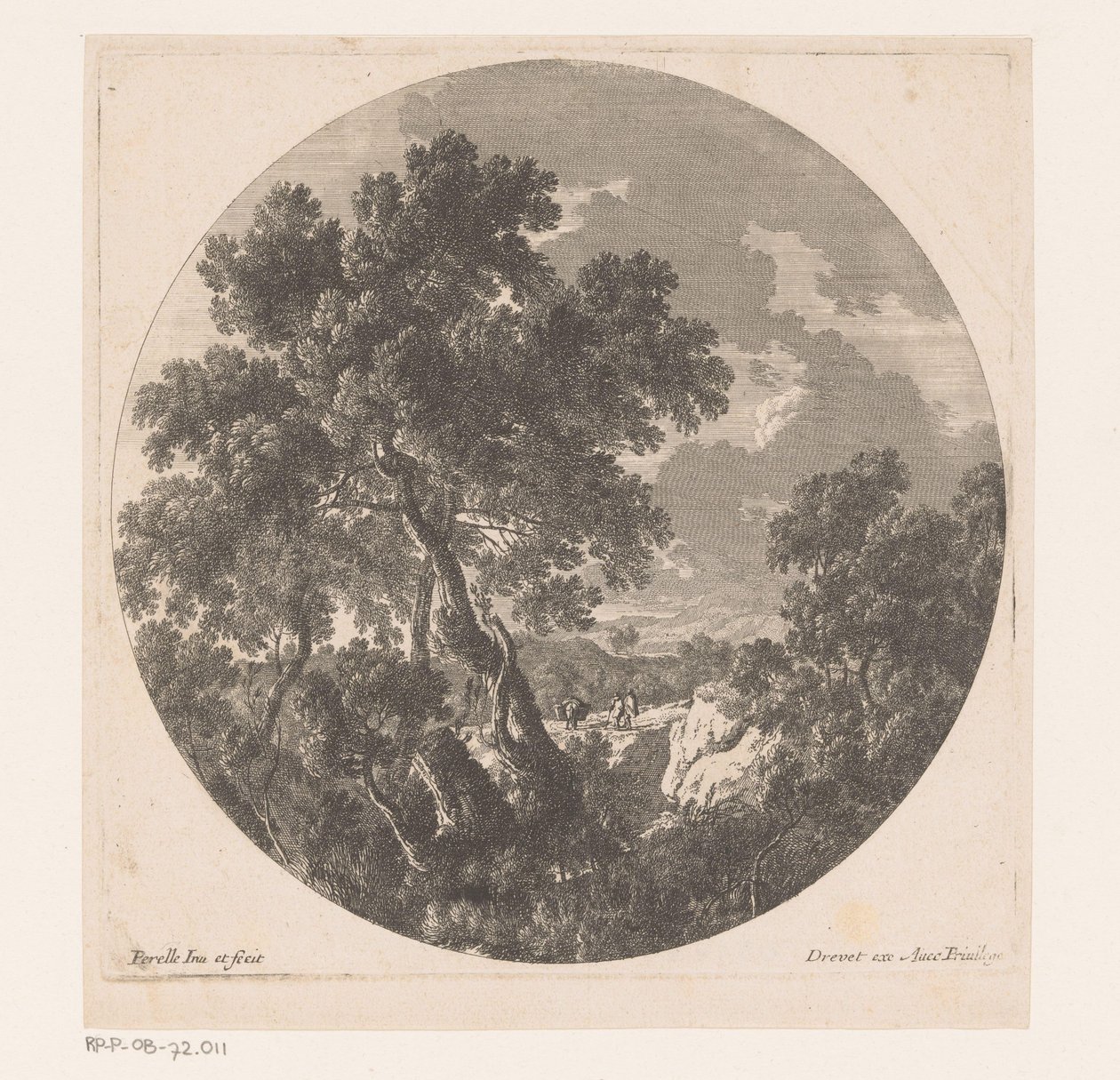 Landschaft mit zwei Figuren hinter einem Lasttier von Nicolas Perelle