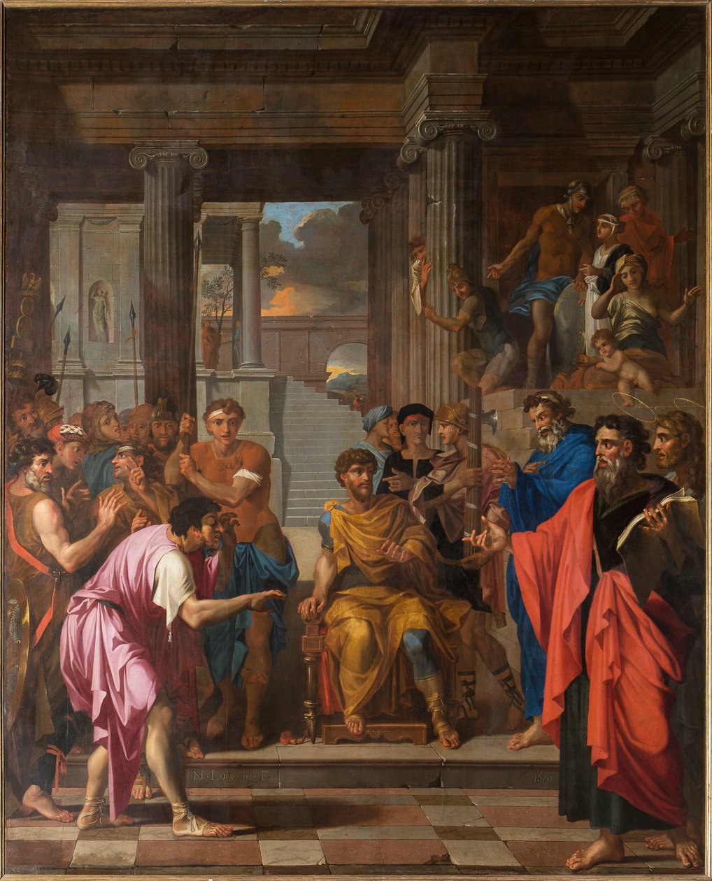 Der heilige Paulus blendet den falschen Propheten Bar-Jesus und bekehrt den Prokonsul Sergius von Nicolas Pierre Loir