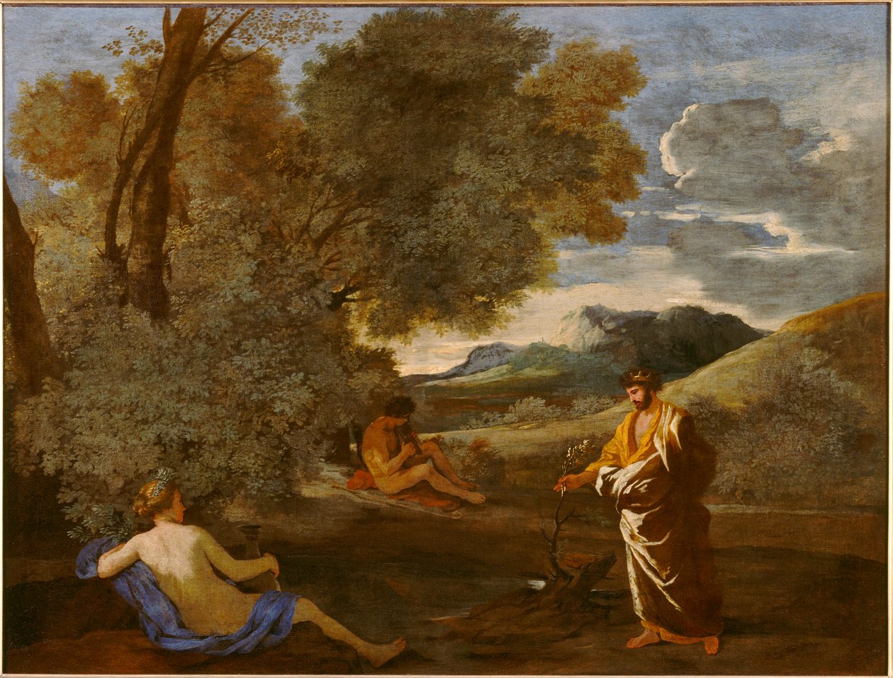 Midas verwandelt einen Eichenast in Gold, früher genannt Numa Pompilius und die Nymphe Egeria von Nicolas Poussin