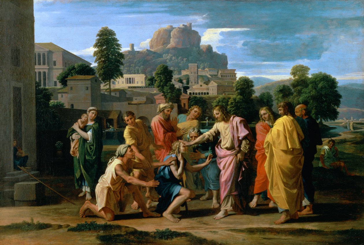 Die Blinden von Jericho oder Christus heilt die Blinden, 1650 von Nicolas Poussin