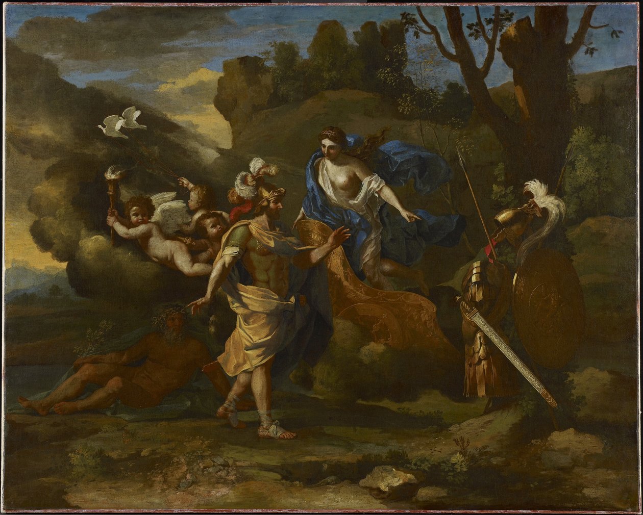 Venus, Mutter des Aeneas, überreicht ihm von Vulkan geschmiedete Waffen, ca. 1635 von Nicolas Poussin