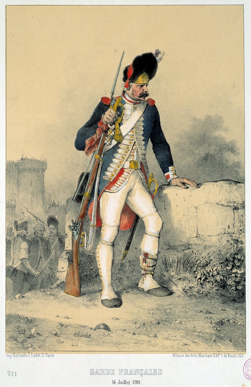 Mitglied der französischen Garde (14. Juli 1789). Gravur von Nicolas Toussaint Charlet von Nicolas Toussaint Charlet