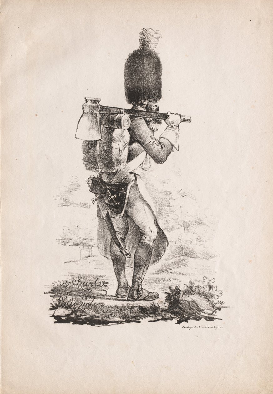Militärische Kostüme: Infanteriepionier, 1817-1818 von Nicolas Toussaint Charlet