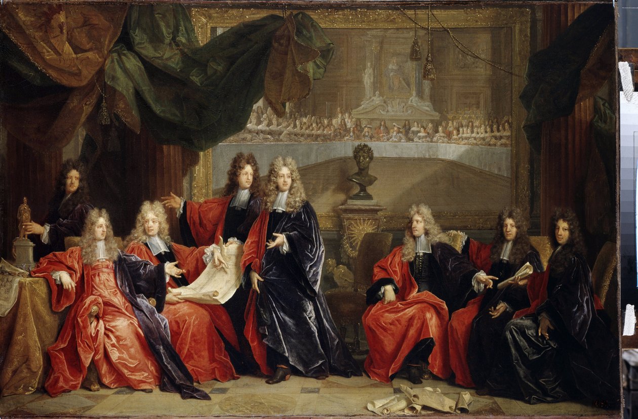 Prévots und Magistrate von Paris diskutieren das Festessen für König Ludwig XIV. von Nicolas de Largillière