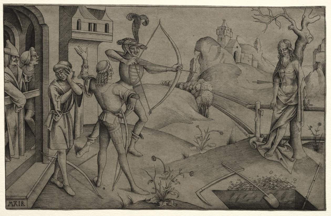 Die Söhne des Königs schießen auf den Leichnam ihres Vaters von Nicolaus Alexander Mair von Landshut