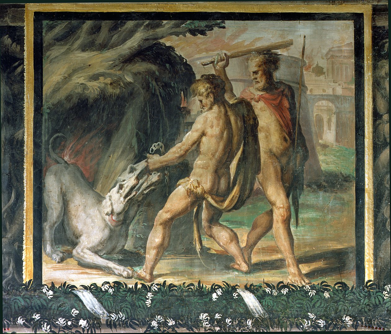 Herkules und Zerberus von Nicolo dell Abate