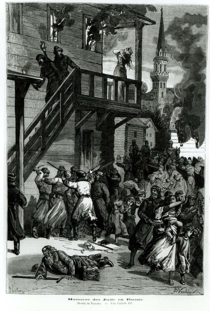 Massaker an den Juden in Russland, graviert von Gustave Voulquin (fl. 1880-90) aus Le Journal Illustré, Juni 1881 von Nielsen