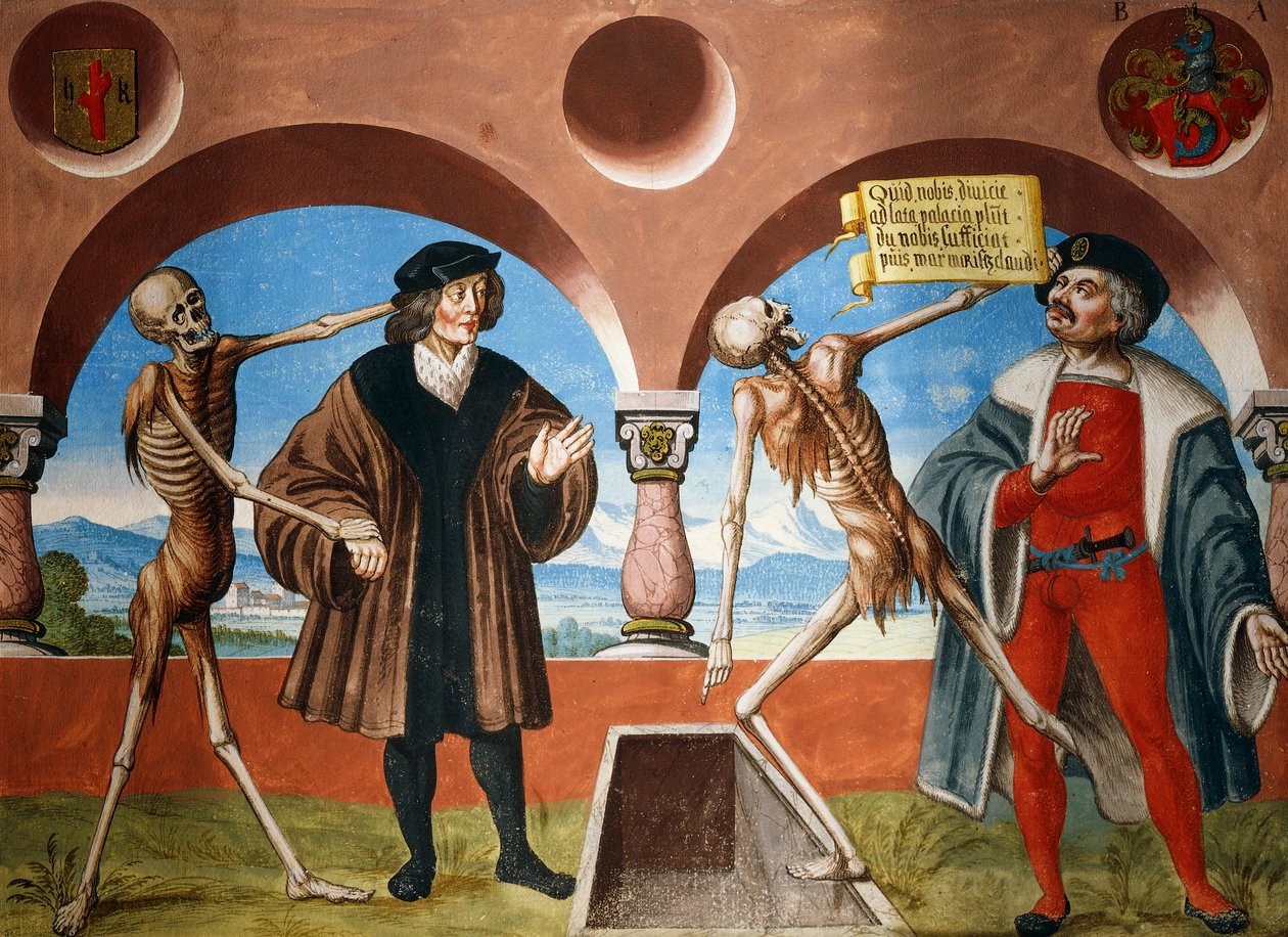 Tod, Berater und Verwalter (Bailiff) aus dem Totentanz-Zyklus von Albrecht Kauw von Niklaus Manuel