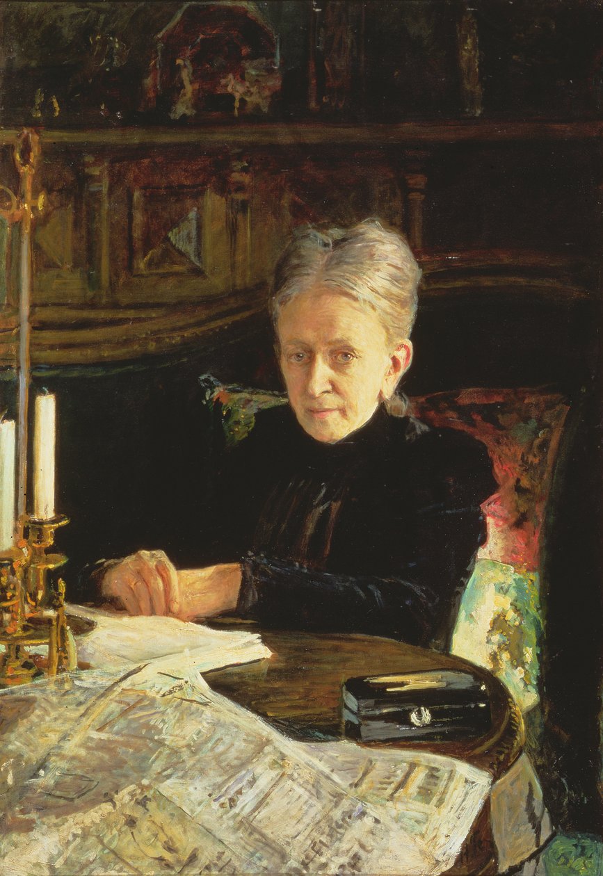 Porträt von Elena Osipovna Likhacheva (1836-1904) Schriftstellerin und Sozialaktivistin, 1892 von Nikolai Nikolaevich Ge