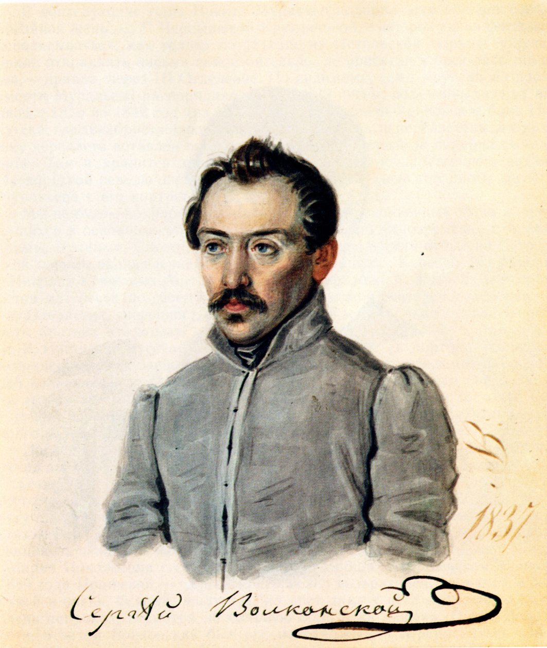 Porträt des Dekabristen Graf Sergey Volkonsky 1788-1865, 1837 von Nikolai Alexandrovich Bestuzhev
