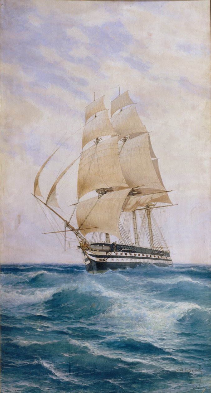 Das Schiff auf der Linie Imperatritsa Mariya, 1890er von Nikolai Dmitryevich Prokofyev
