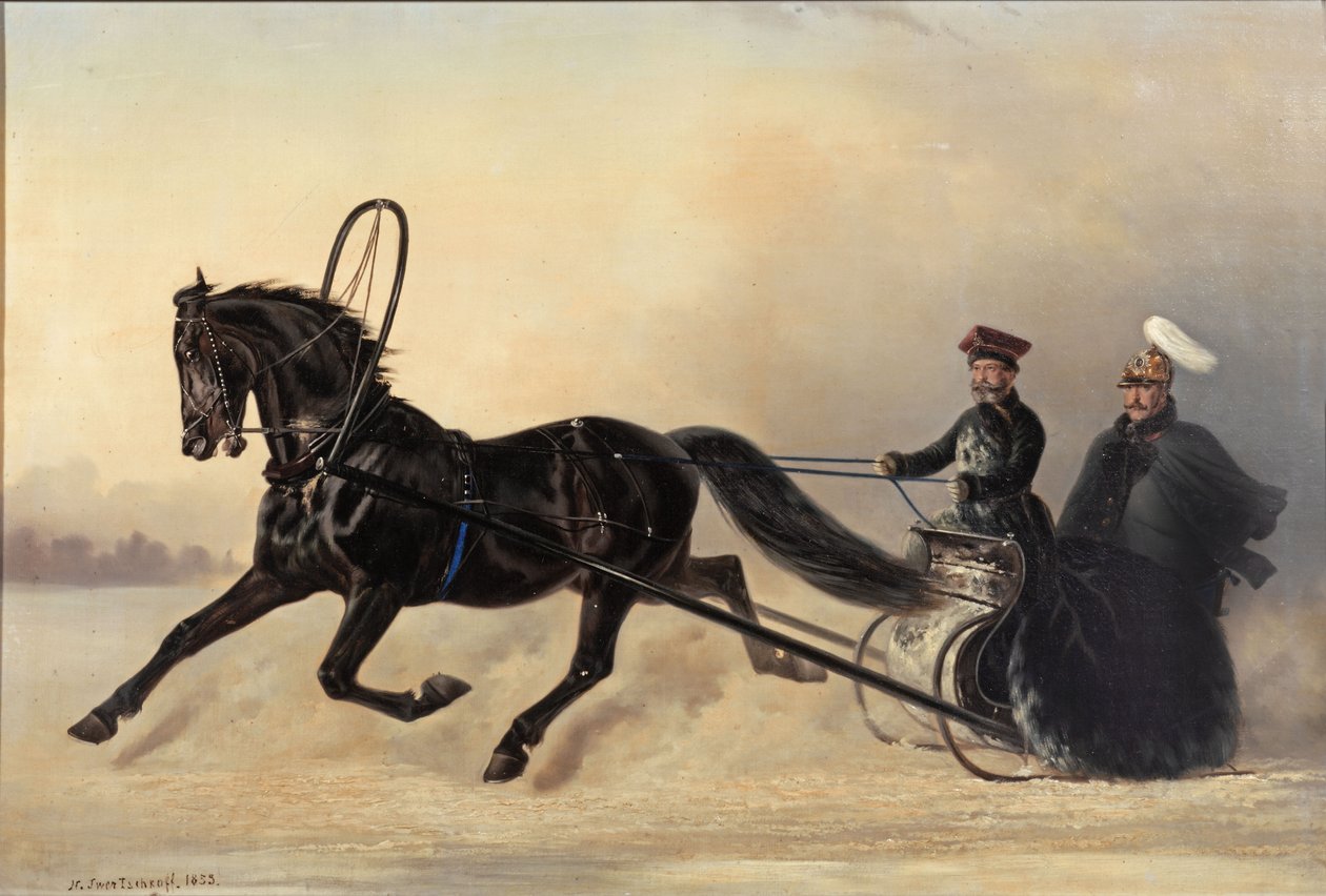 Kaiser Nikolaus I. bei einem Winterausflug, 1853 von Nikolai Egorevich Sverchkov