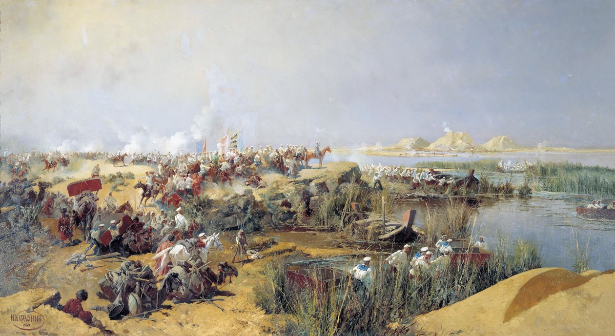 Russische Truppen überqueren den Amu-Darja-Fluss von Nikolai Karasin