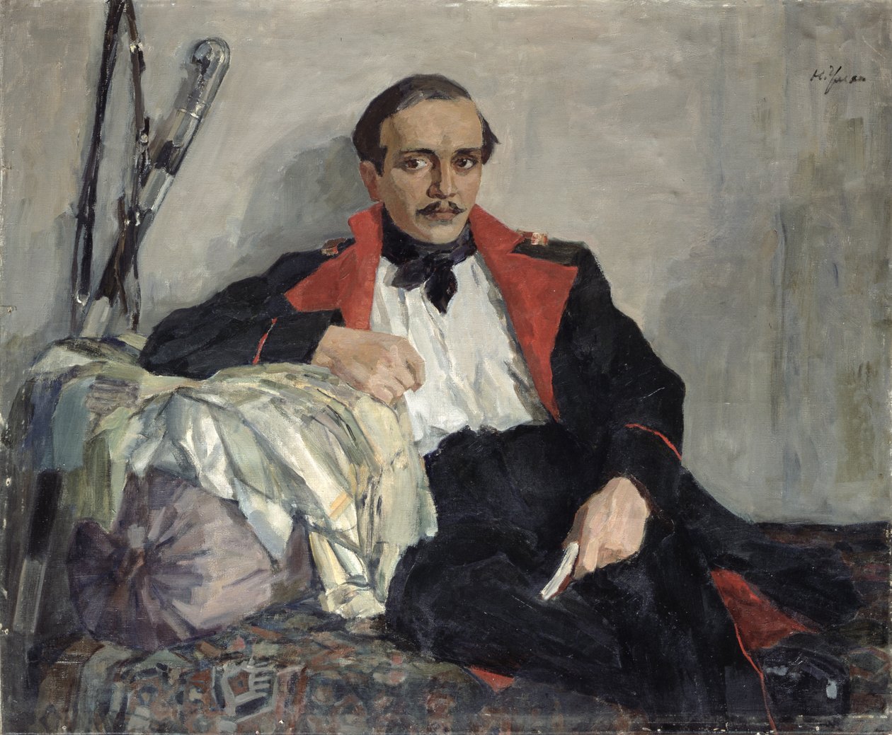 Porträt von Michail Lermontow (1814-1841) 1941 von Nikolai Pavlovich Ulyanov