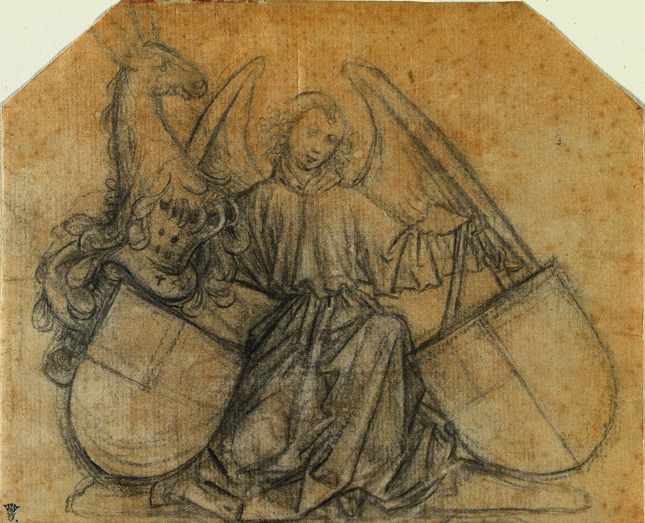 Ein Engel, der zwei Wappenschilde stützt, um 1470 von Nikolaus Gerhaert von Leyden