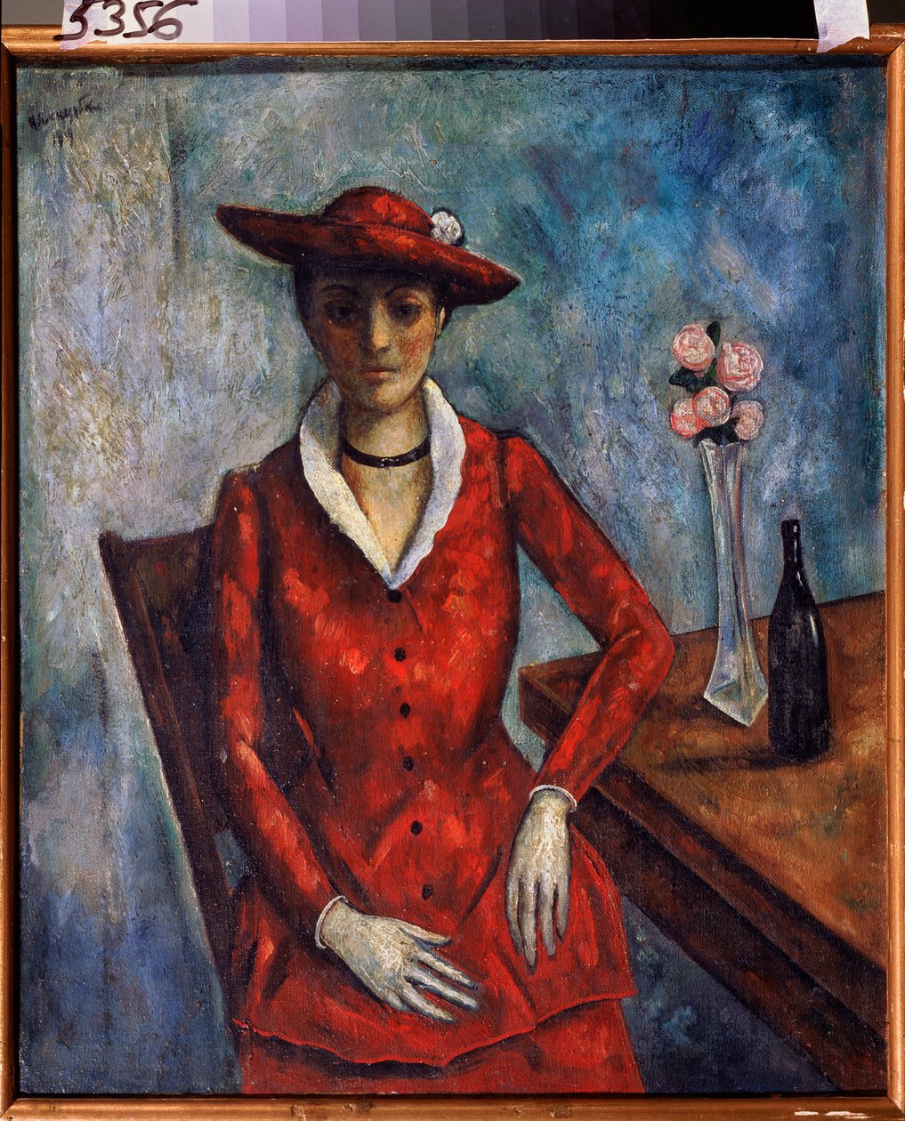 Eine Frau in Rot von Nikolay Vladimirovic Sinezubov
