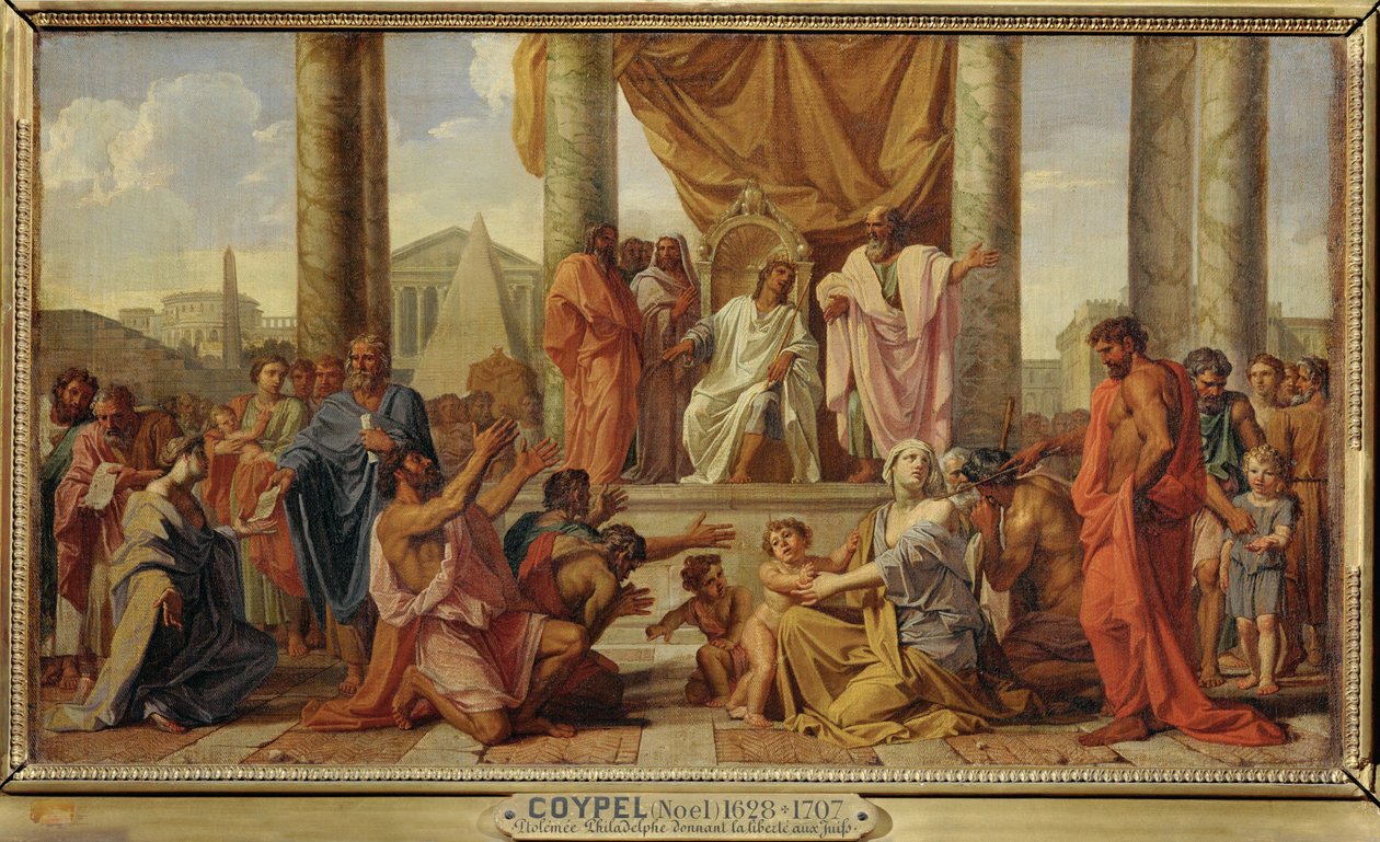 Ptolemaios Philadelphos gewährt den Juden Freiheit von Noël Coypel