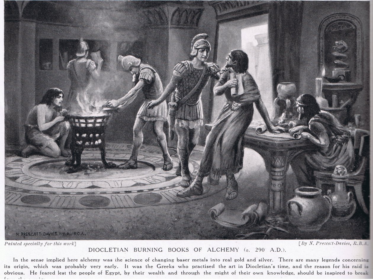 Diokletian verbrennt Bücher der Alchemie, 290 n. Chr. von Norman Prescott Davies