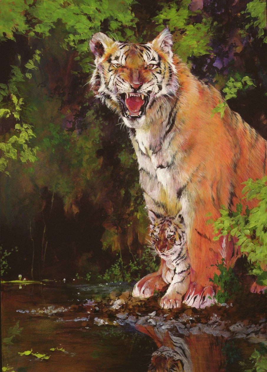 Mutter und Baby II (Tiger) 1997 von Odile Kidd